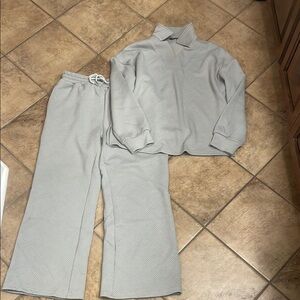 Gray Textured Two-Piece Set